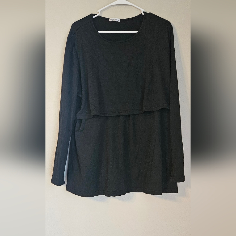 Maternity Black Long Sleeve Blouse